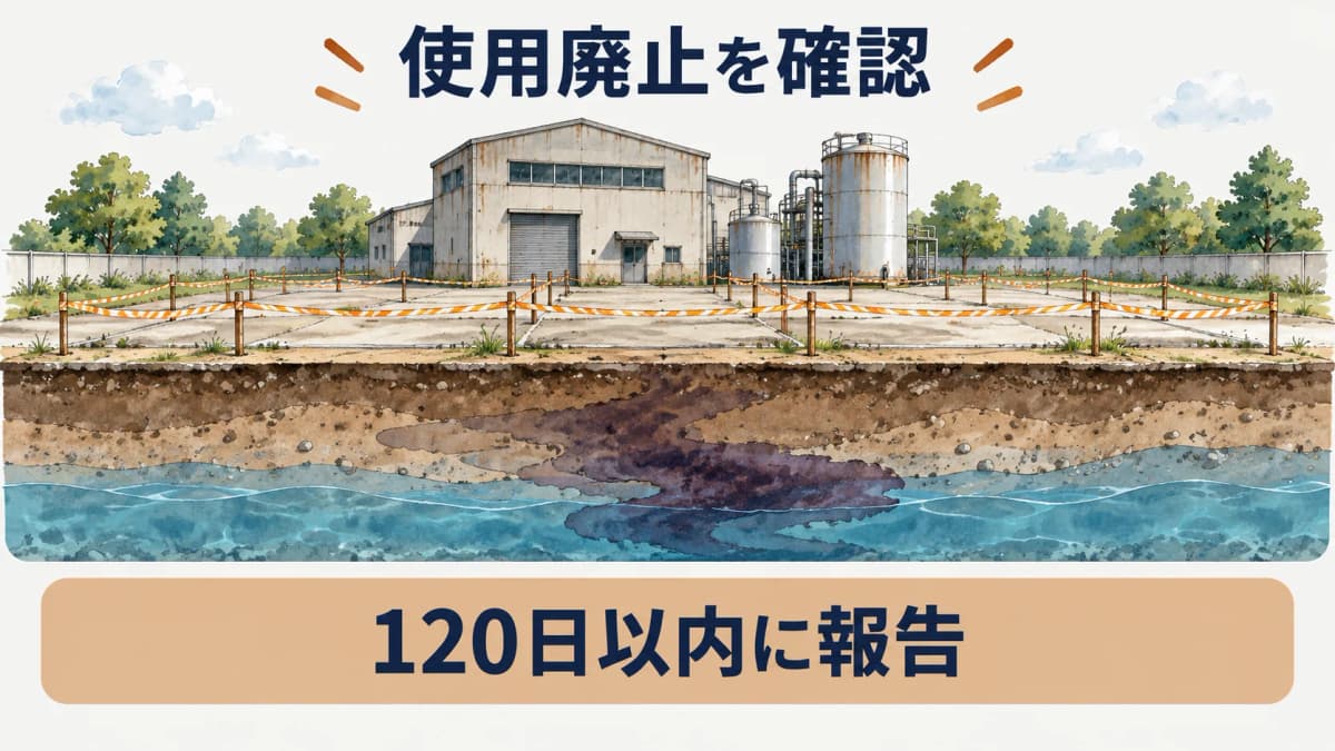 使用廃止日から調査結果の報告までを整理する手続き図