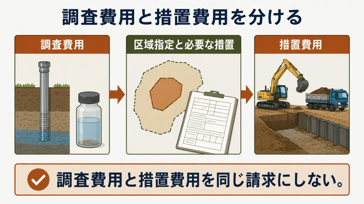 調査費用と措置費用を分ける図