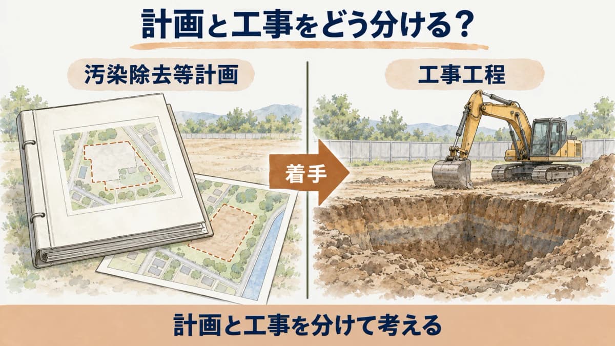 汚染除去等計画と工事工程を分ける図