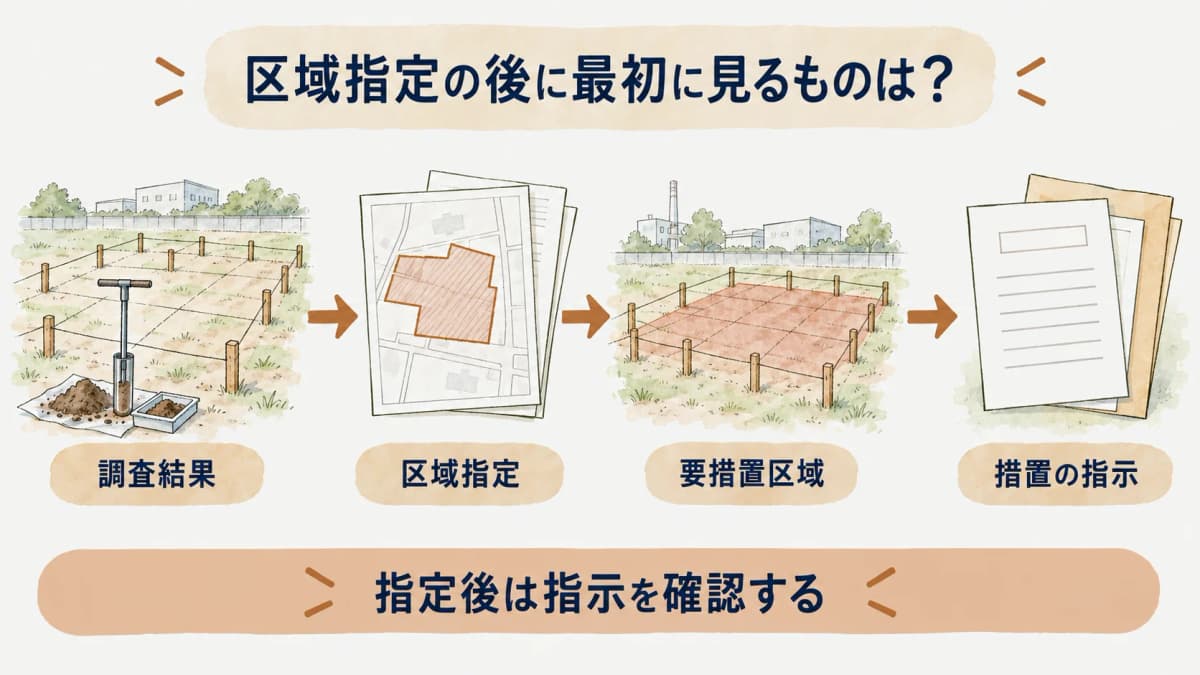 要措置区域の指定から汚染除去等計画までの図