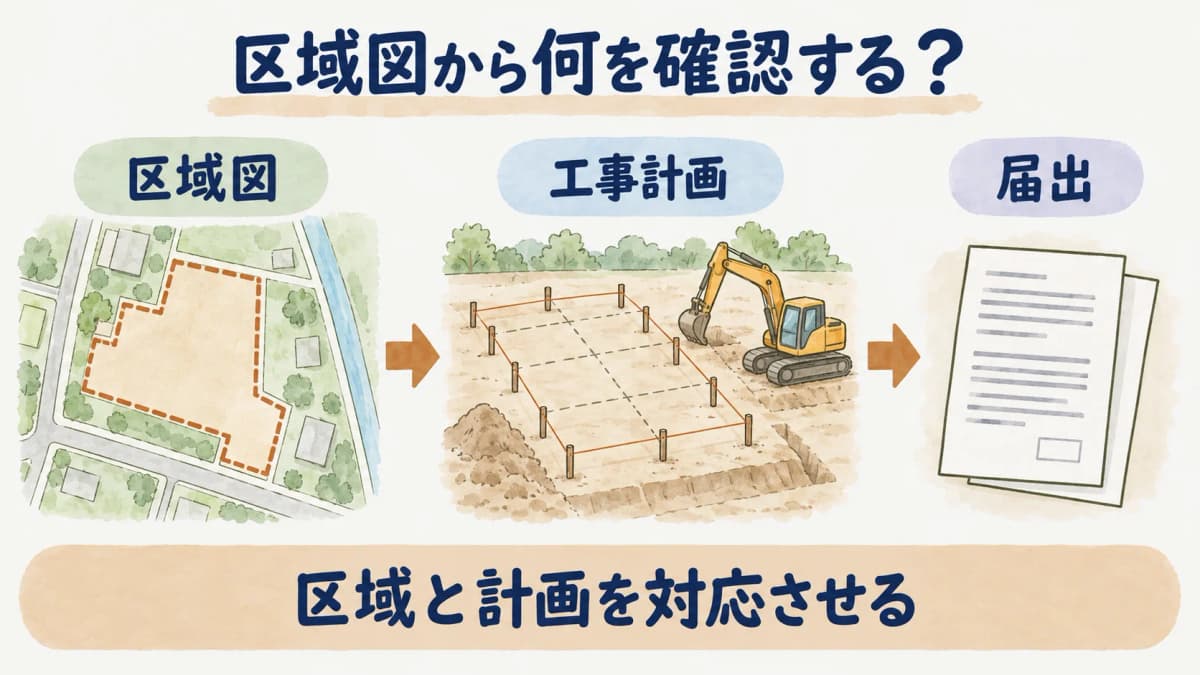 区域図から工事計画を確認する順序図