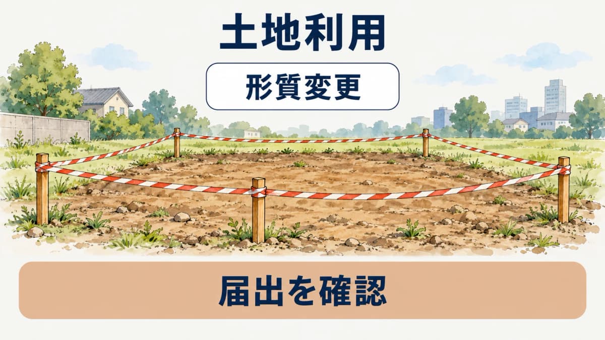 土地の範囲と予定利用を照合する確認図