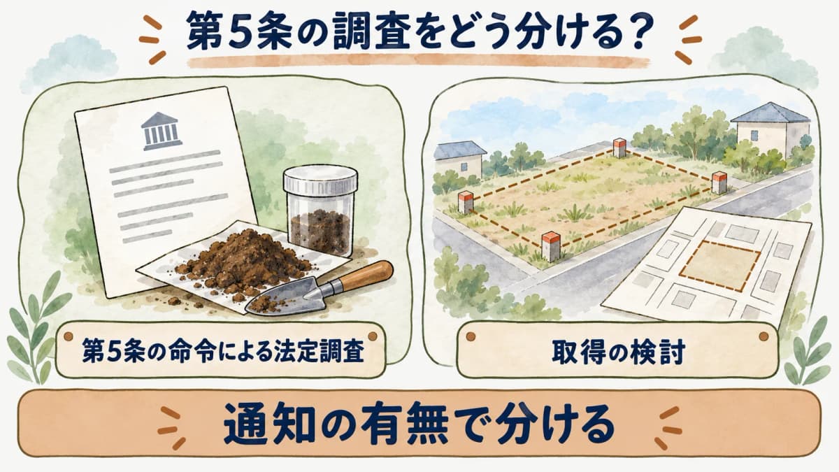 第5条の法定調査と土地利用の検討を分ける図