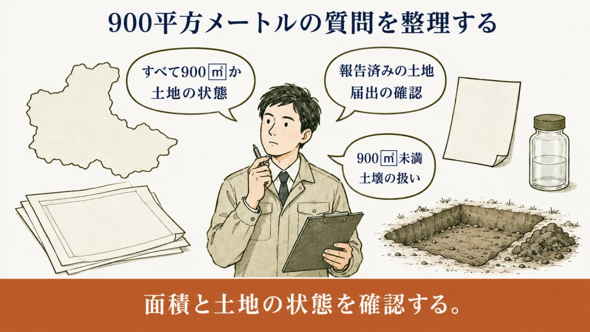 古い住宅地図と900平方メートルに関する質問を確認する相談場面