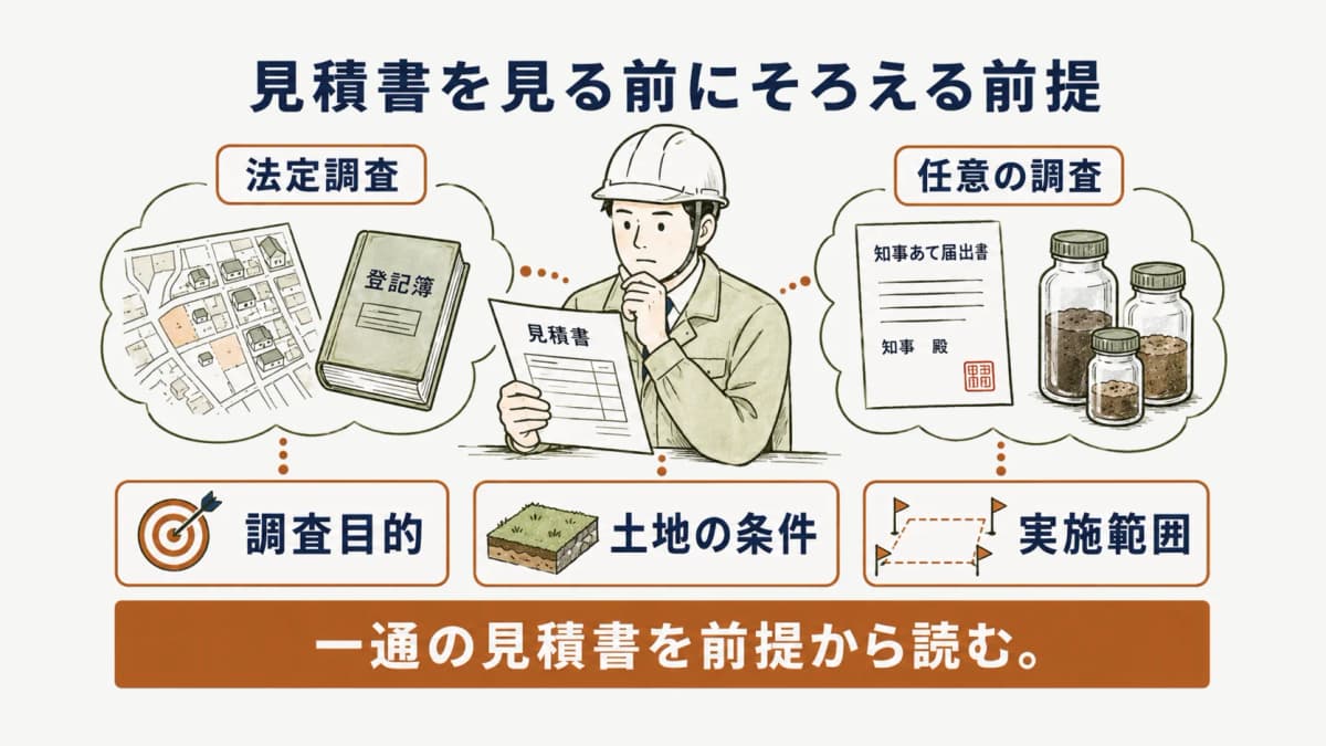 一通の見積書を読む前に確認する法定調査と任意の調査の前提