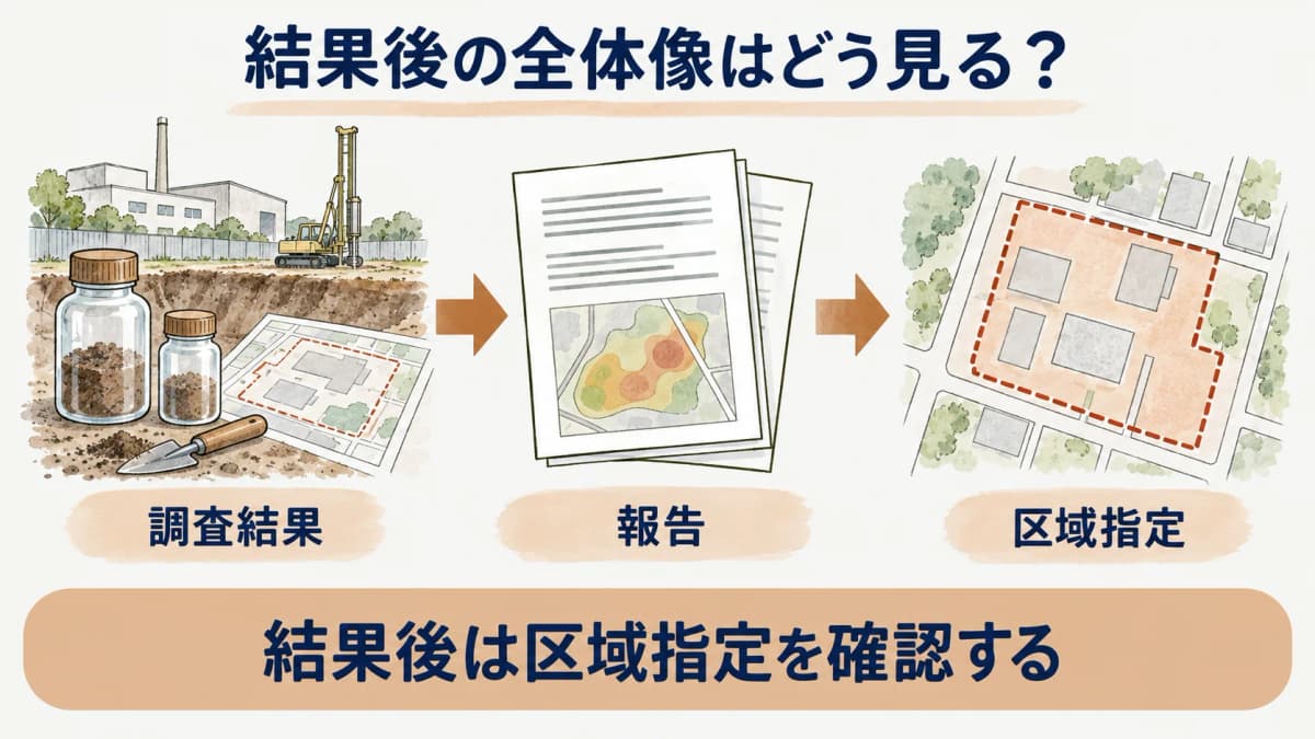 調査結果から区域指定までの全体像を示す図