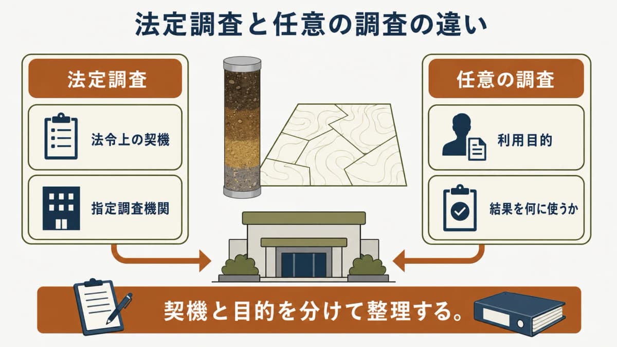 法定調査と任意の調査を分けて考える図